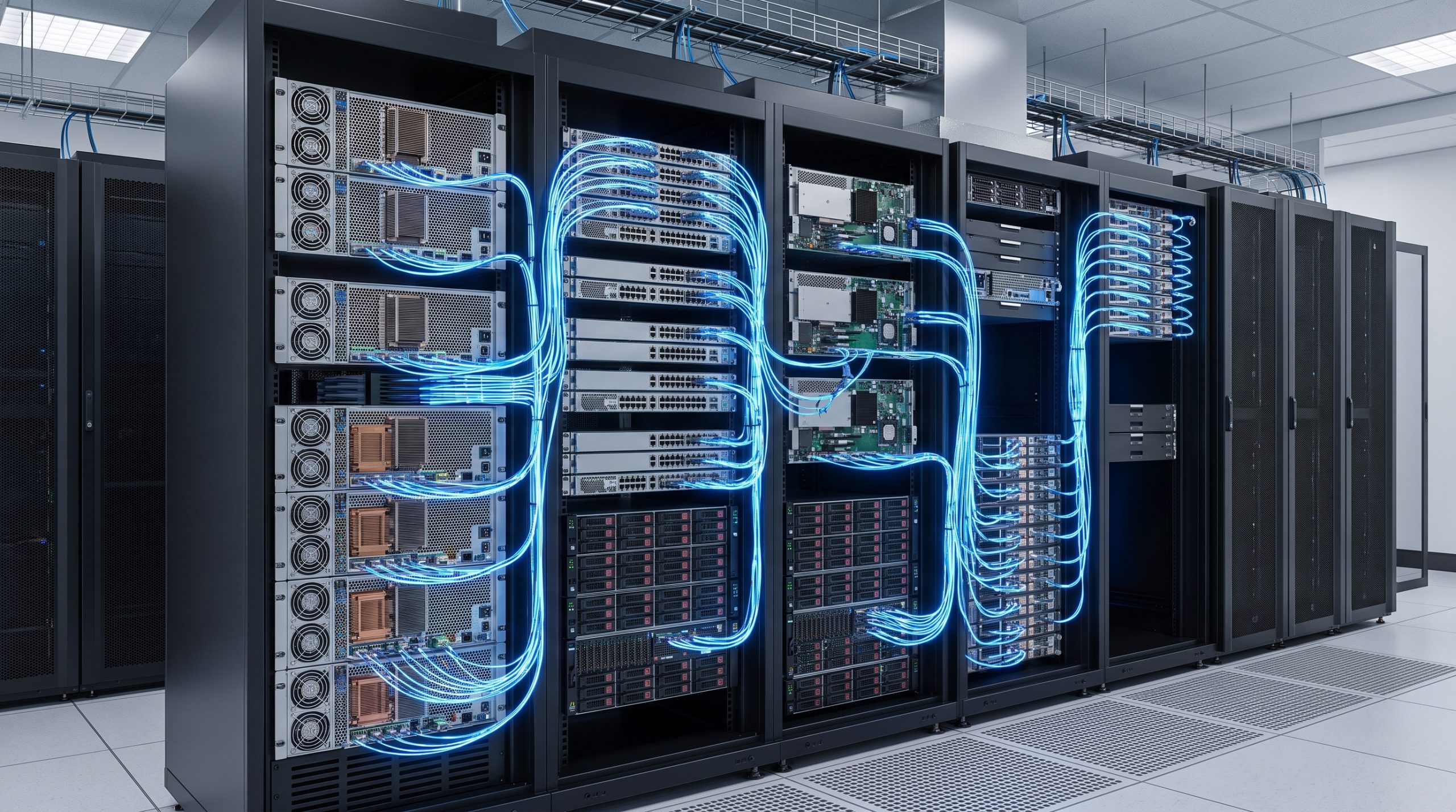 AI networking inference pipeline connecting GPU servers, DPUs, storage and switches