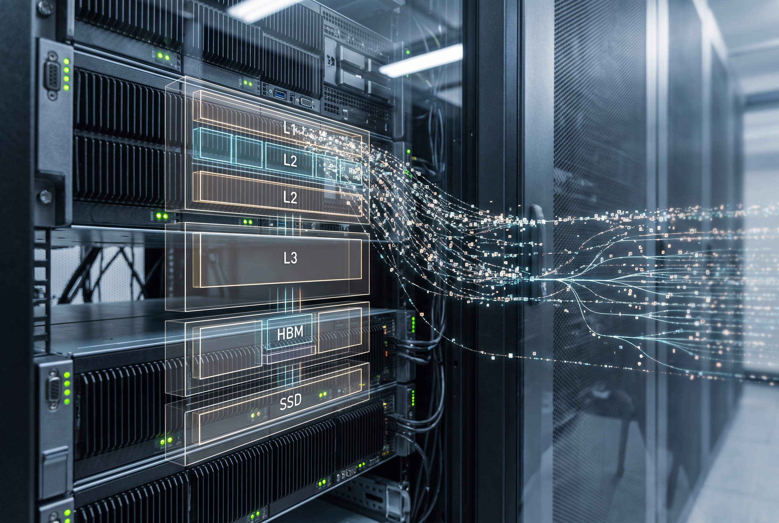 GPU servers and layered key-value cache blocks for long-context AI inference