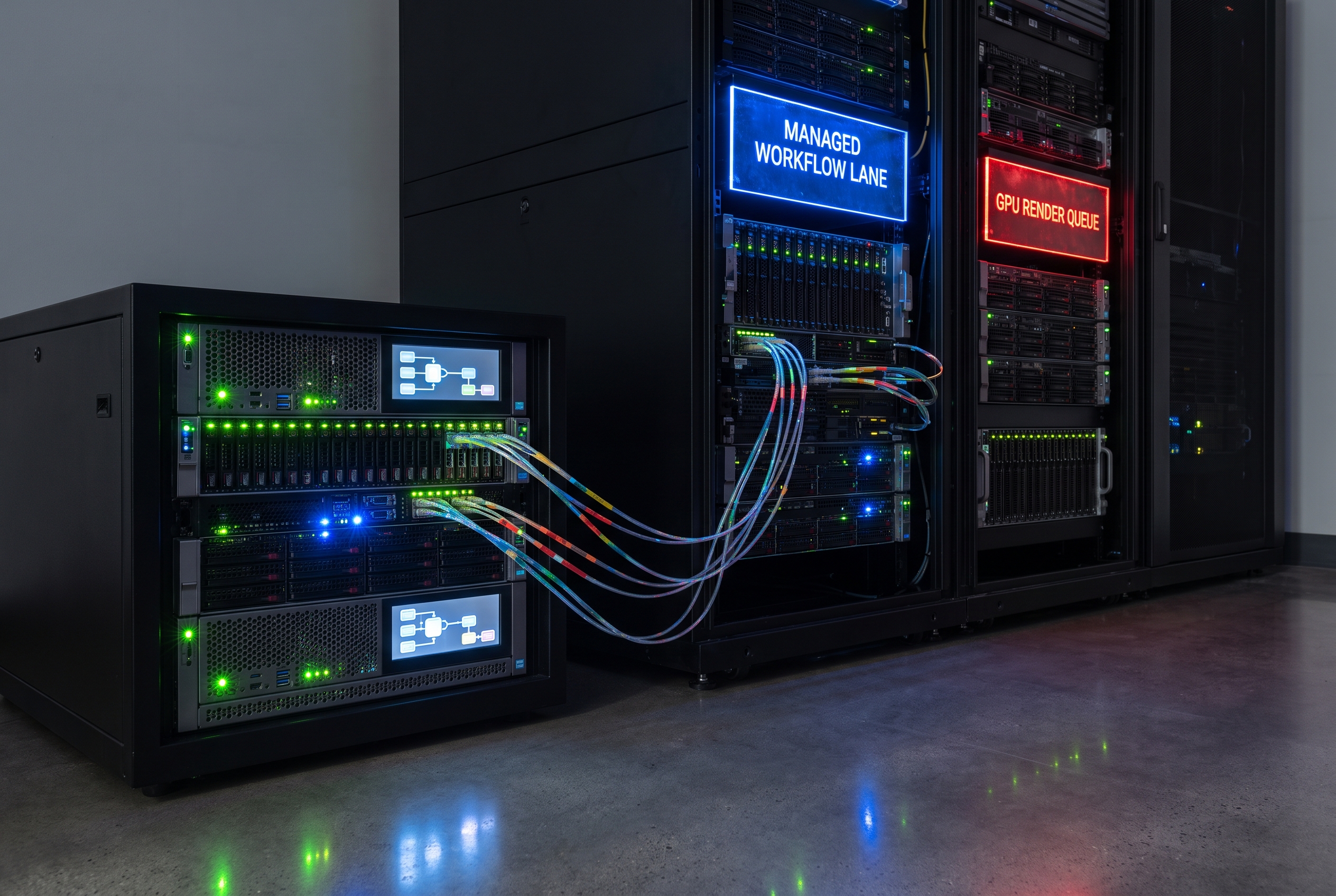 NoGPU pipelines route bounded video jobs separately from GPU render queues