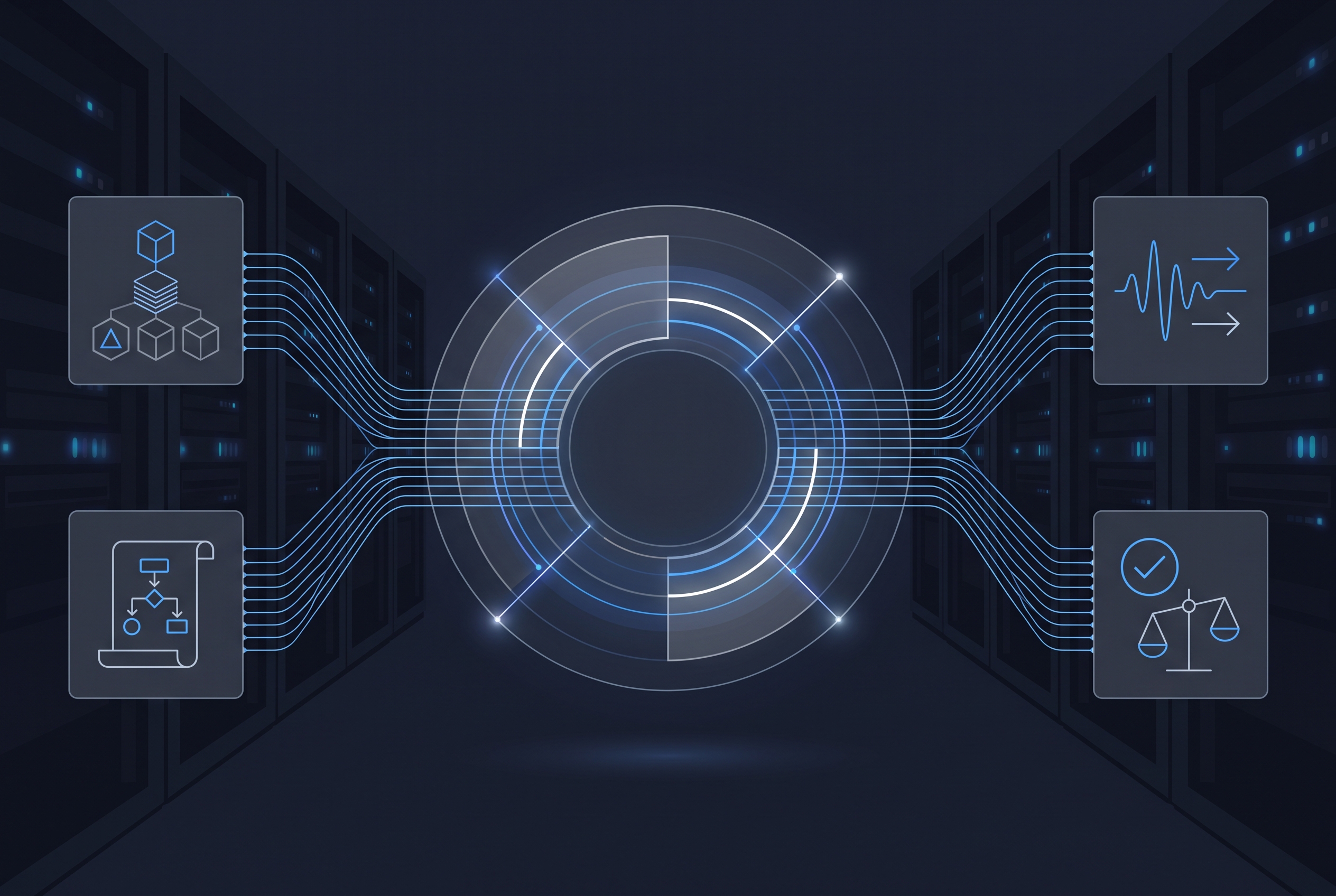 Long-context AI agents connecting code, documents, tool traces, and evaluation checks